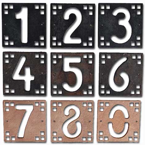 Bronze and Copper House Number Tiles